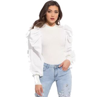 Cutext Fashion  Casual Full Sleeve Solid Women White Top at Rs.499